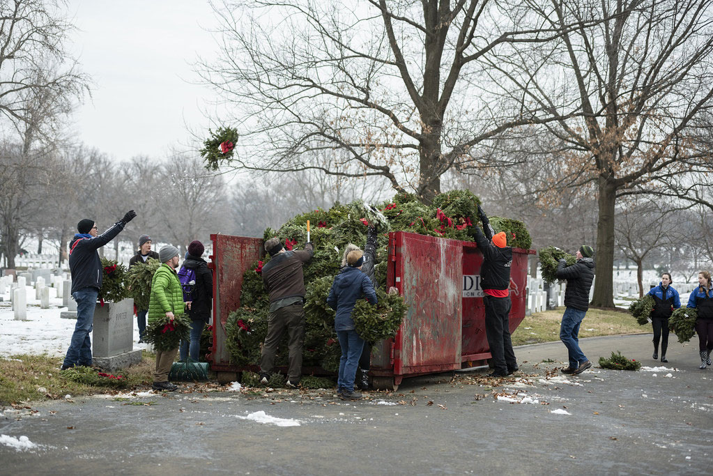 Team At Work Loading Up Dumpster